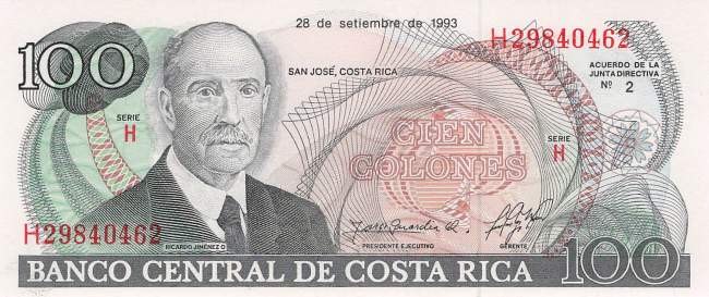 100 Colones 28.9.1993